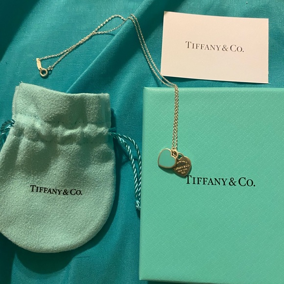 Tiffany & Co. Jewelry - Tiffany & Co Blue Enamel Mini Heart Necklace